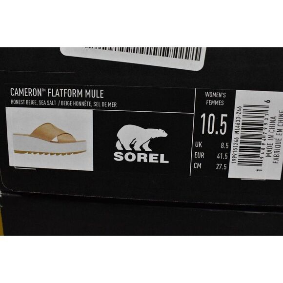 Sorel Womens Size 10.5 Cameron Flatform Wedge Beige Sea Salt Leather Sandals - Picture 12 of 12